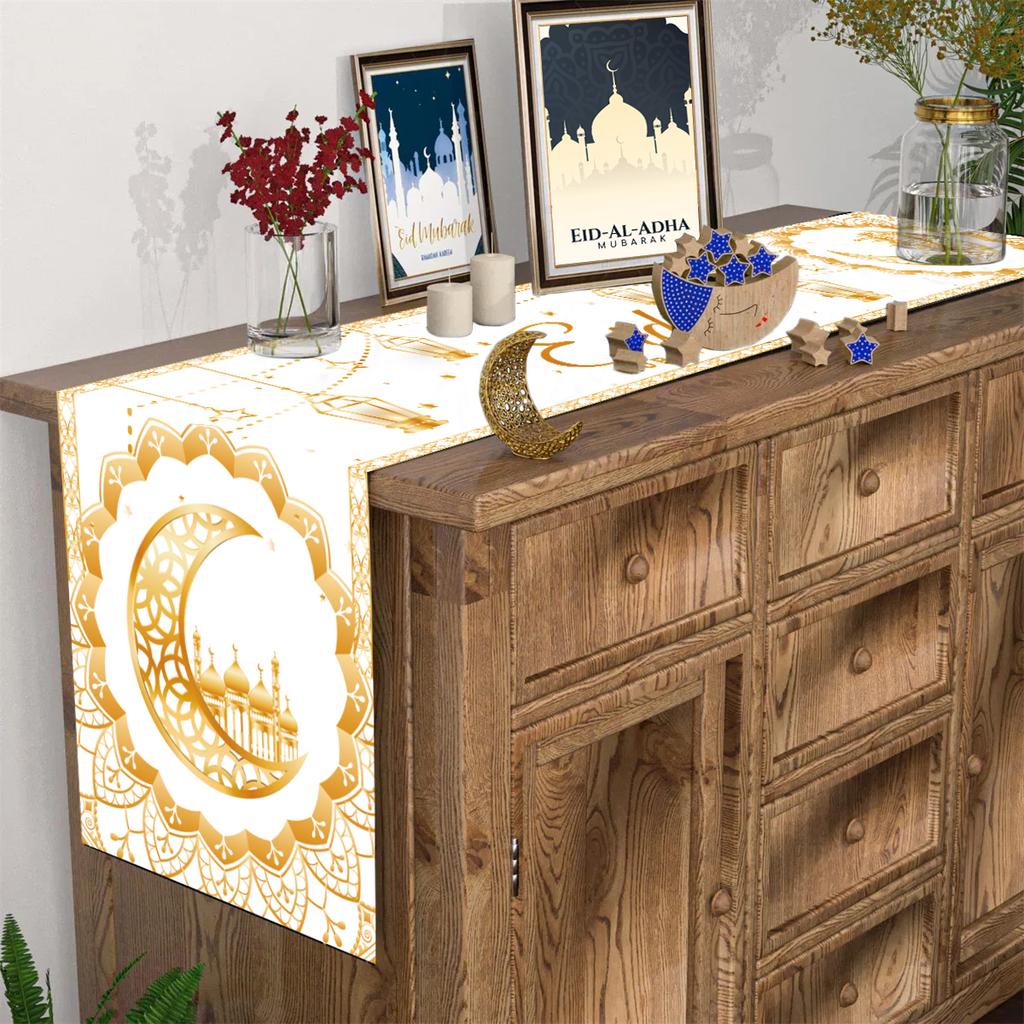 Eid Mubarak Tablerunner Ramadan Decoration For Home 2025 Islamic Muslim Party Supplies Eid Al Adha Ramadan Kareem Tablecloths