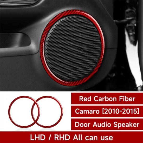 For Chevrolet Camaro 2010-2015 Car Door Speaker Carbon Fiber Interior Trim Cover