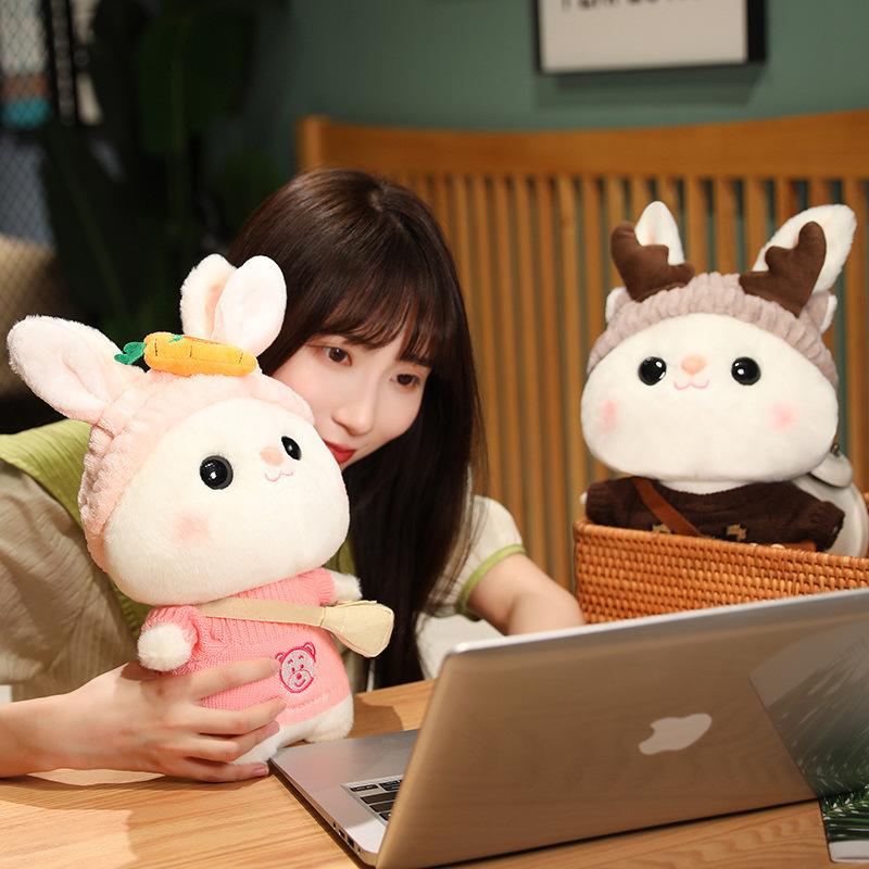 Rabbit Doll Drag Little Rabbit Creative Doll White Rabbit Plush Toy Gift for Girls