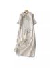 Elegant Summer Retro Printed Cotton Linen Qipao Dress - Short-Sleeved, Slimming, High-End Women's Fashion.