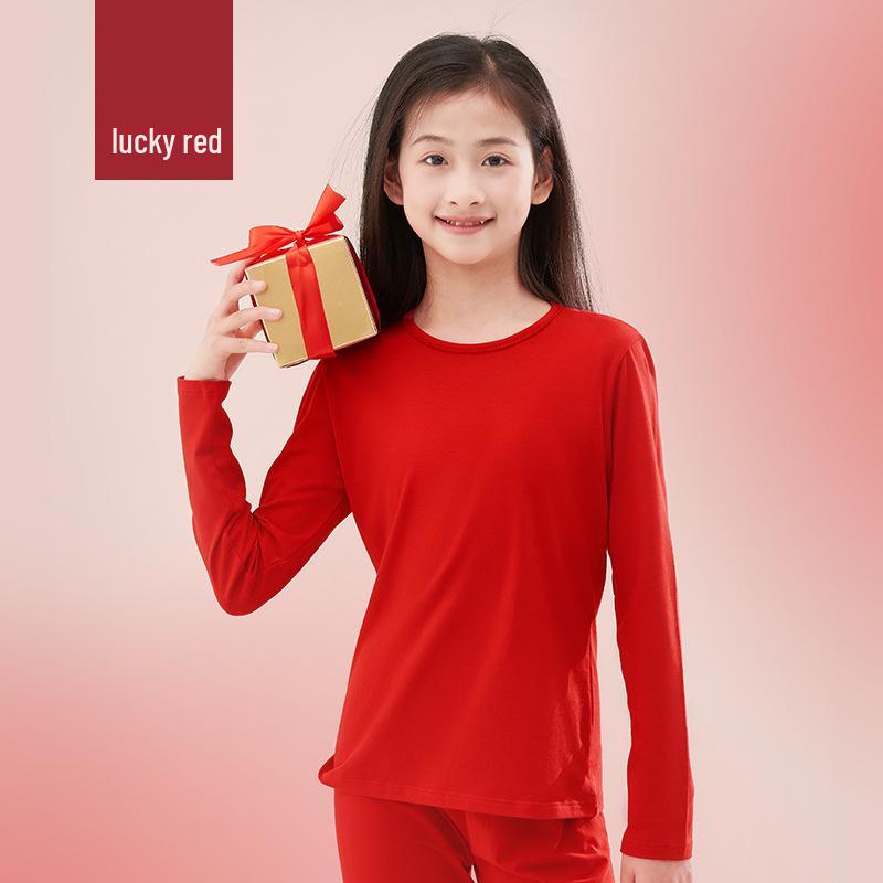 Children's 2026 Zodiac Red Cotton Long Johns Set - Boys & Girls Warm Autumn Underwear