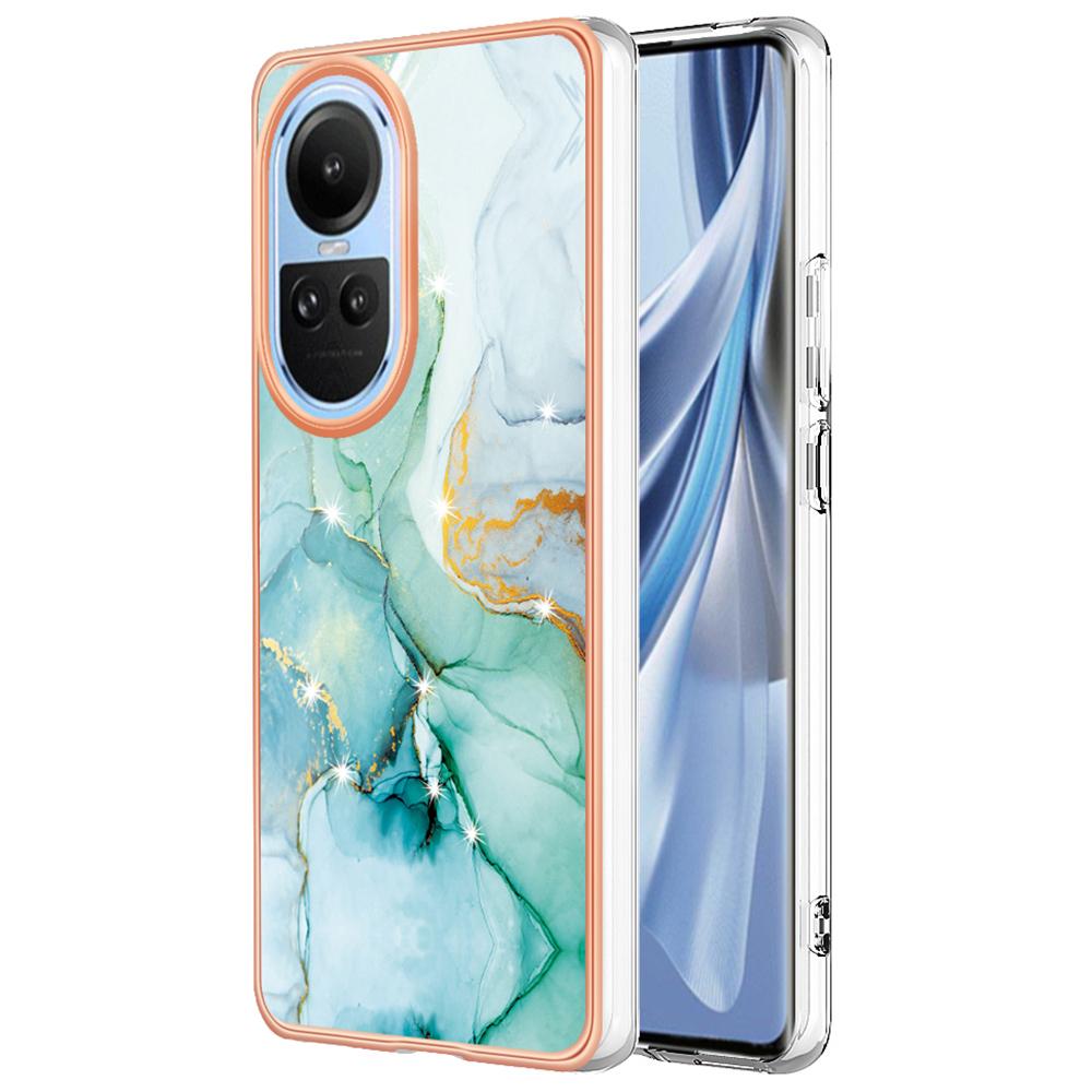 For Oppo Reno10 5G (Global) TPU Case with IMD Marble Pattern Electroplated Back Cover