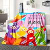 Teletubbies Birthday Party Scene Cartoon Print Blanket Personalized Name Soft Lightweight Versatile Suitable For Sofa Bed Picnic Office Car Travel