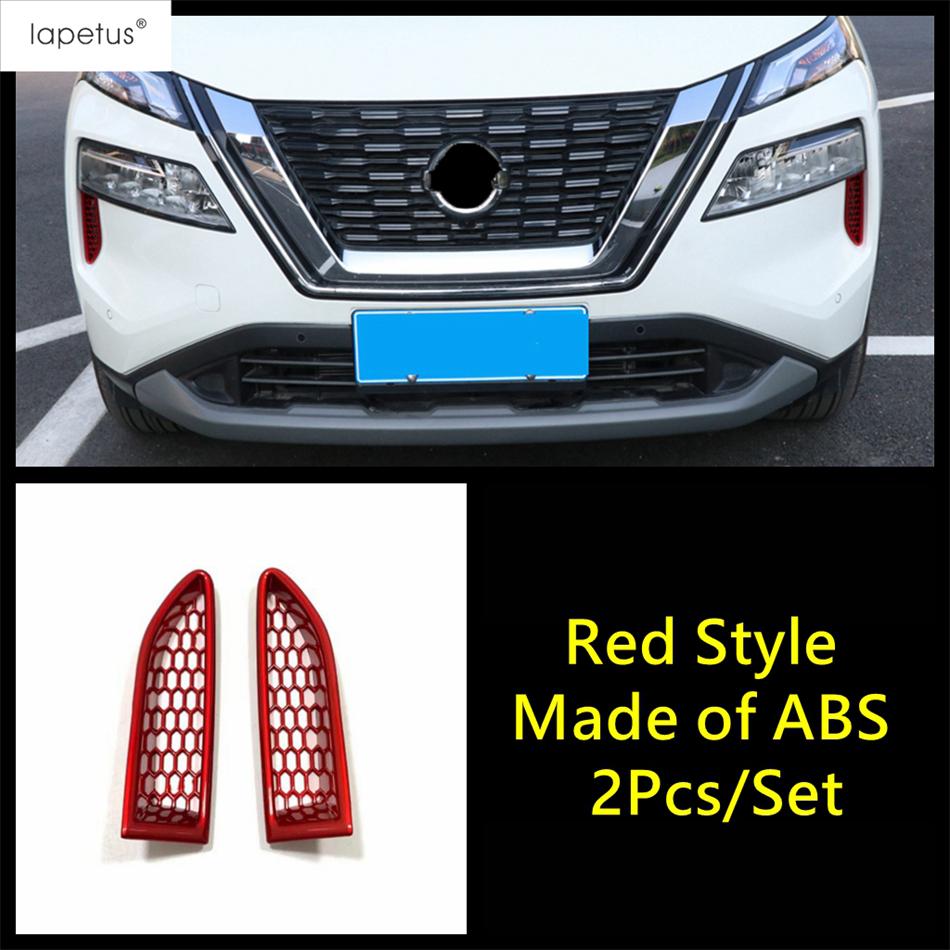 For Nissan X-Trail X Trail / Rogue T33  - 2025 ABS Chrome Red Car Front Bumper Trim Air Vent Outlet Grille Cover Accessories
