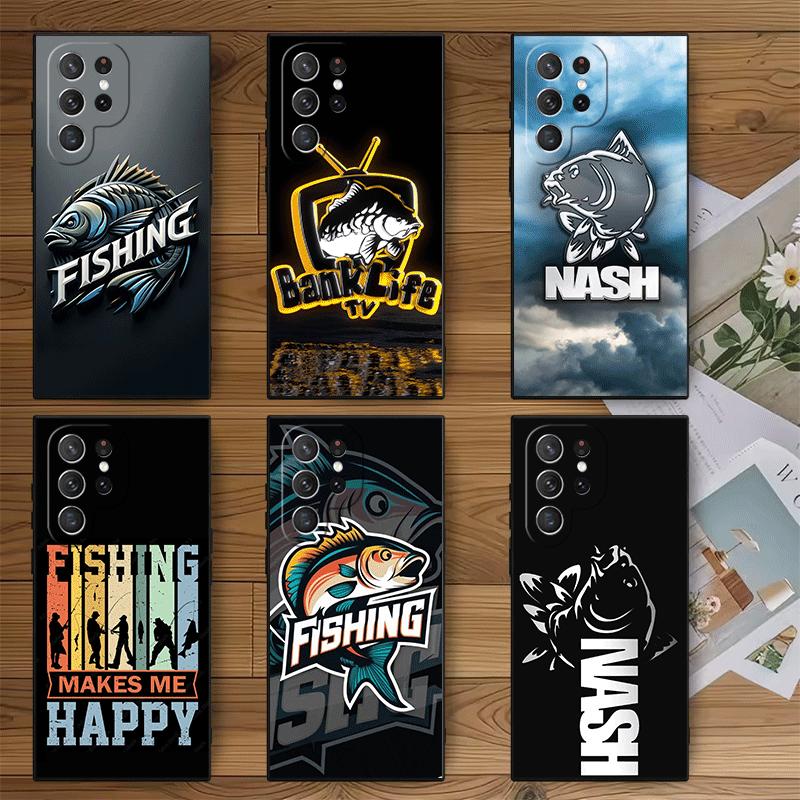 Nash Fishing Fish Mark Soft Phone Case for Samsung Galaxy S26 S25 Edge S24 Ultra S23 Plus S22 S21 FE S20 Black Cover Back Shell