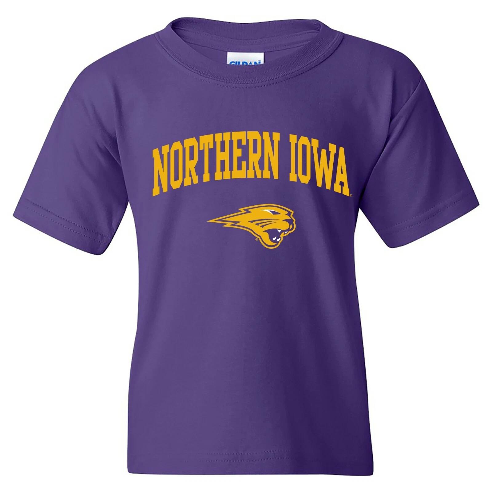Northern Iowa Panthers Arch Logo Licensed Unisex Youth T-Shirt - Purple L
