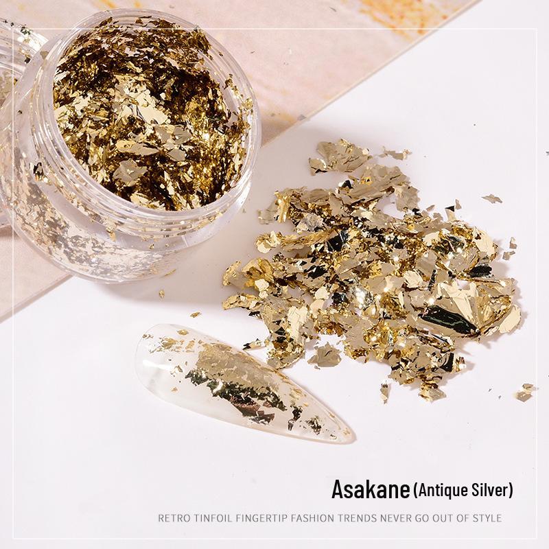 Ultra-Thin Gold & Silver Leaf Nail Art Decoration Flakes & Stickers