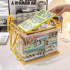 Large Capacity Transparent Foldable Book&Pencil Dustproof Moisture-proof Bag School Supplies Organizing Hand-held Storage