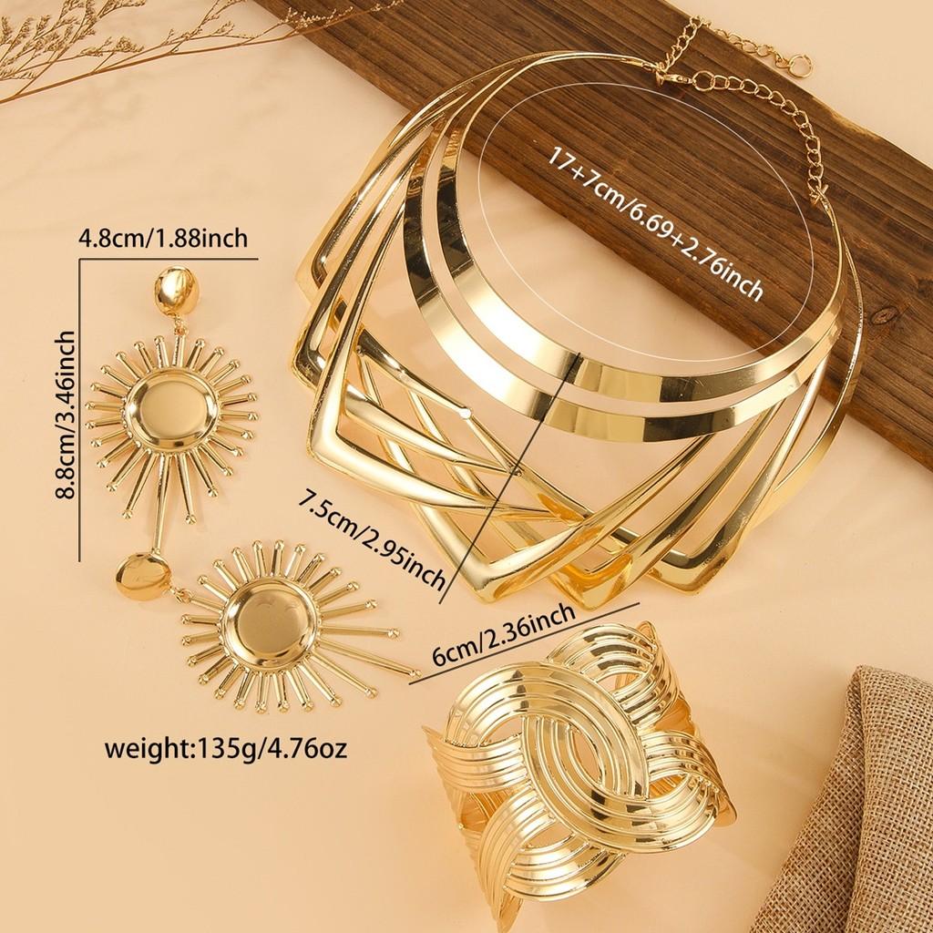 Stylish Jewelry Summer Set With Gold Finish Pendant Earrings Bracelets And Necklaces All For
