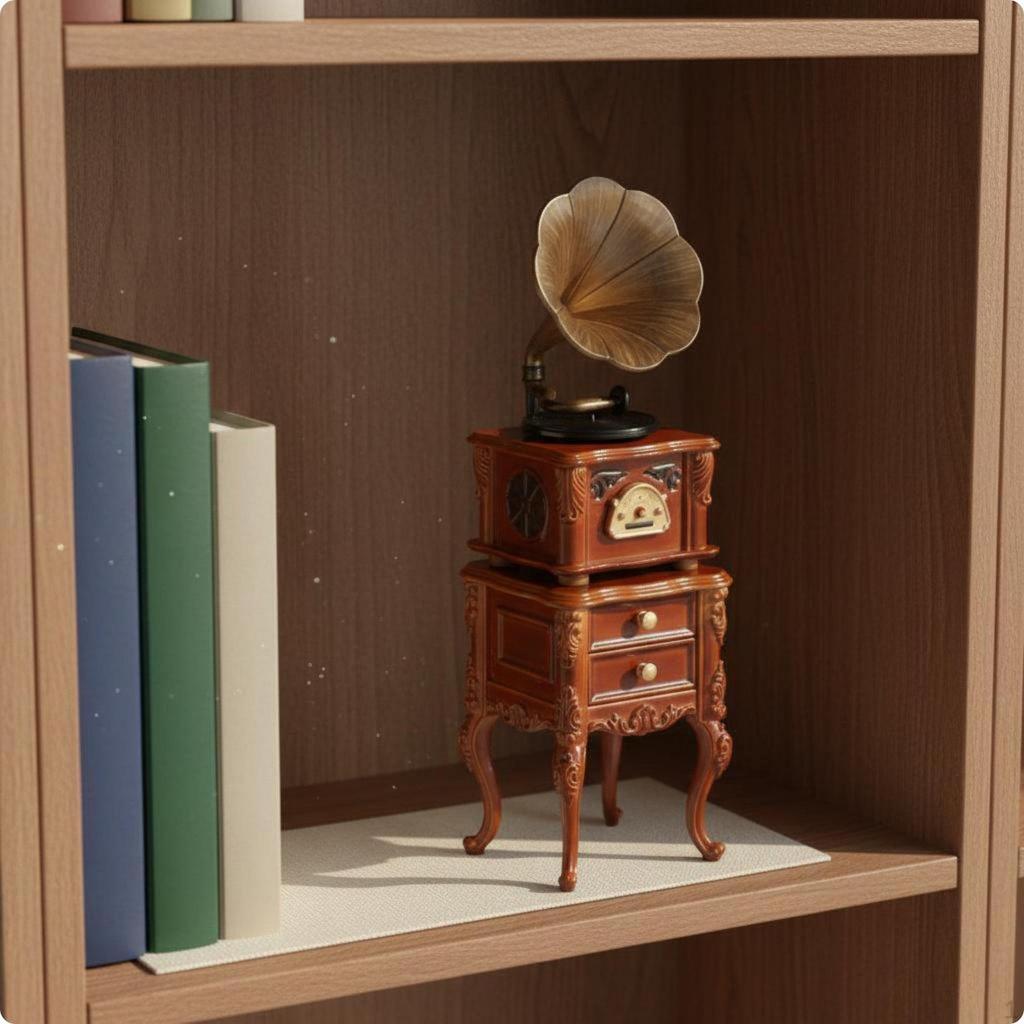 Dollhouse Records Player European Miniature Ornamental Phonograph for Display Cabinet,