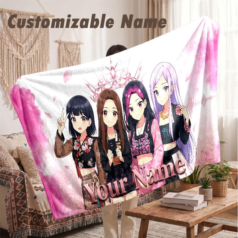 Custom Name Flannel Blanket,BLACKPINK Lightweight Warm Bed Blanket For Couch & Holiday Gift