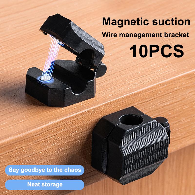 

5/10Pcs Magnetic Cable Organizer Holder Set 1/3 Holes Adhesive Wire Keeper Cord Cable Clips For Office Under Desk Management