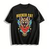 ROCKER CAT Print Trendy Casual Top For Men And Women Pure Cotton T-shirt