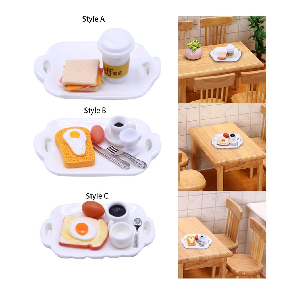 1:12 Dollhouse Miniature Breakfast Set Breakfast Bread Egg Set for Decor