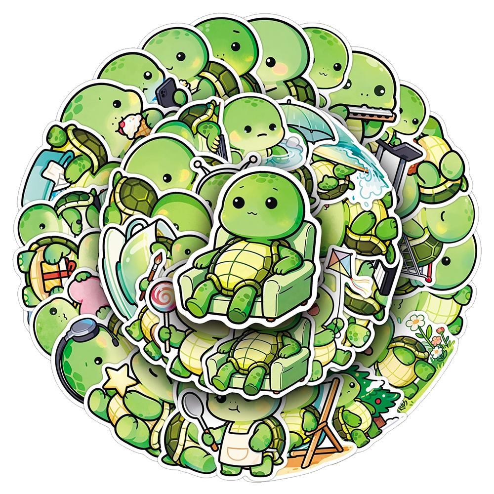 10/30/50pcs Cute Funny Green Turtle Cartoon Stickers Kawaii Animal Graffiti Sticker Notebook Water Bottle Phone Decals Toy Gift