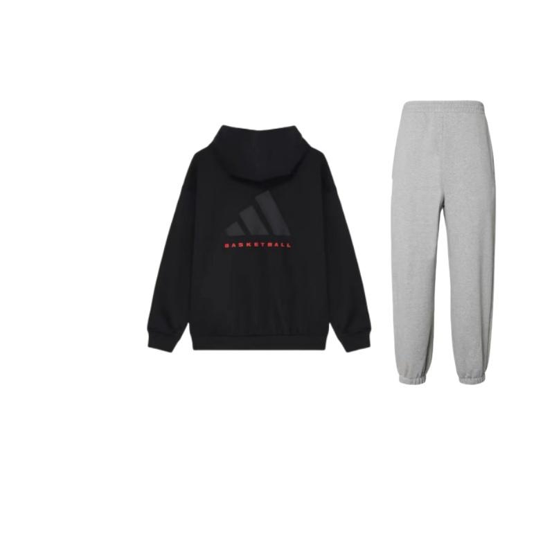 

Adidas Letter Print Versatile Loose Hoodie And Elastic Long Pants Casual Sports Suit Unisex sweatshirt and pants IV7608+IZ4907 S