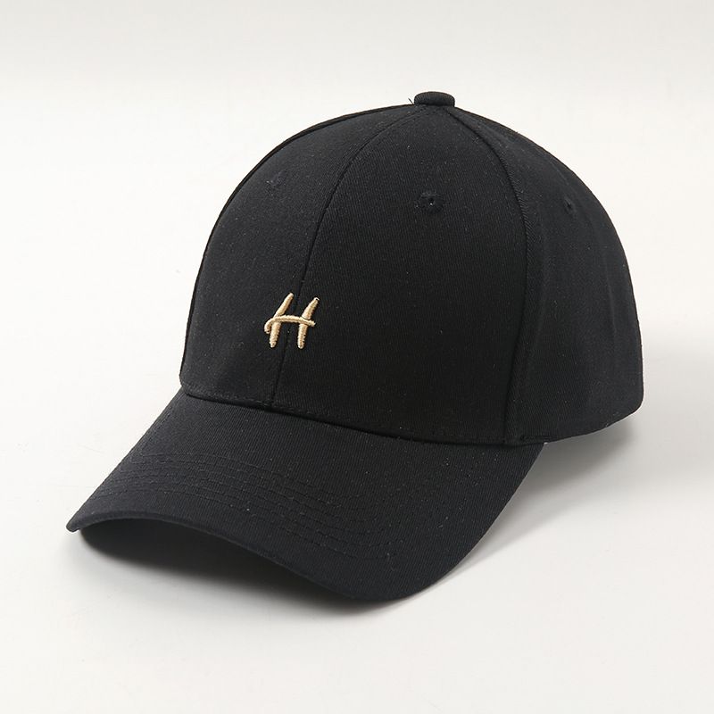 

New Arrival Embroider H Alphabet Peaked Cap Casual Easiest for Match Curved Brim Small Baseball Cap Spring and Autumn Sun Protection Sun Hat Letter H Black