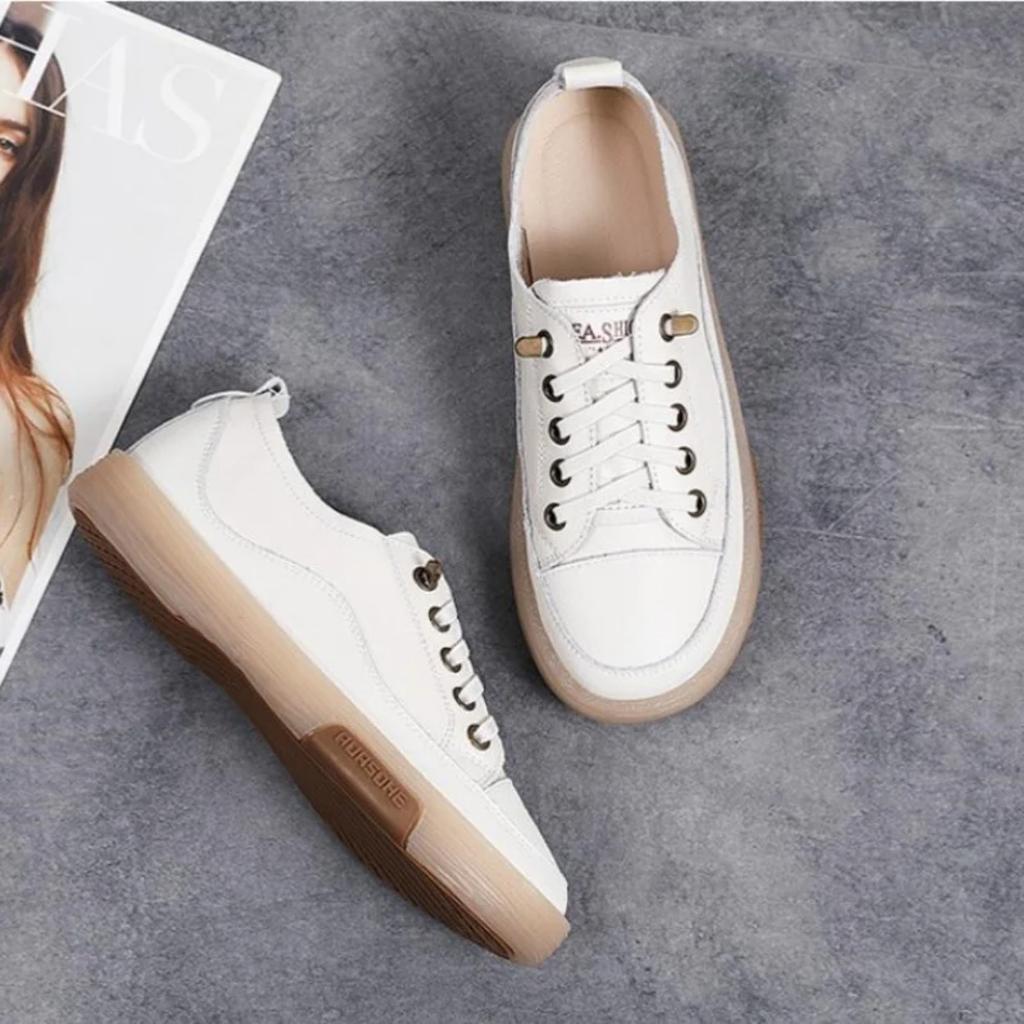 Ősz Valódi Bőr Női Kis Fehér Cipők Nyári Lapos Tornacipők Hölgyek Vulkanizált Cipők fekete fehér Alkalmi Tornacipők 35-40