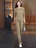 Women's Autumn Hooded Cardigan and Wide-Leg Pants Set: Casual, Slimming, Body-Concealing, Two-Piece Sportswear.