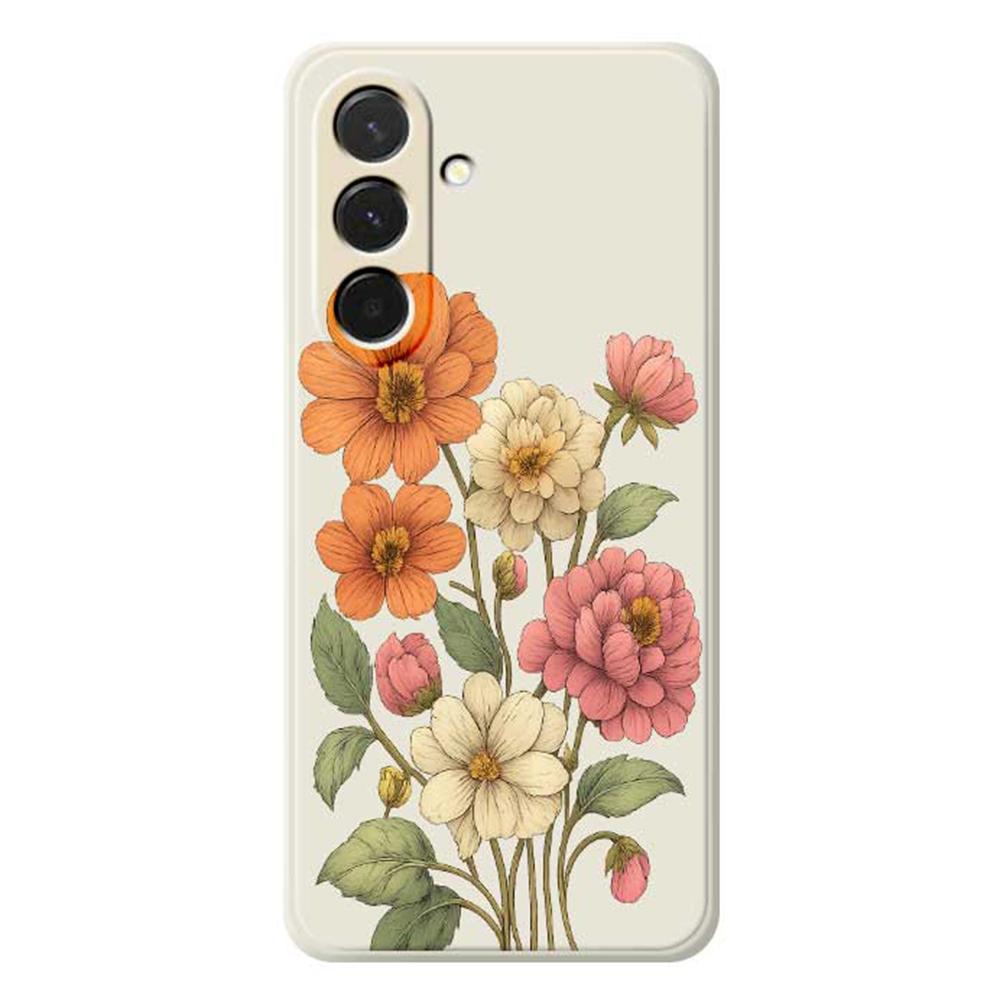 For Samsung Galaxy A36 5G Case Beautiful Flowers Pattern Printing Straight Edge TPU Phone Back Cover