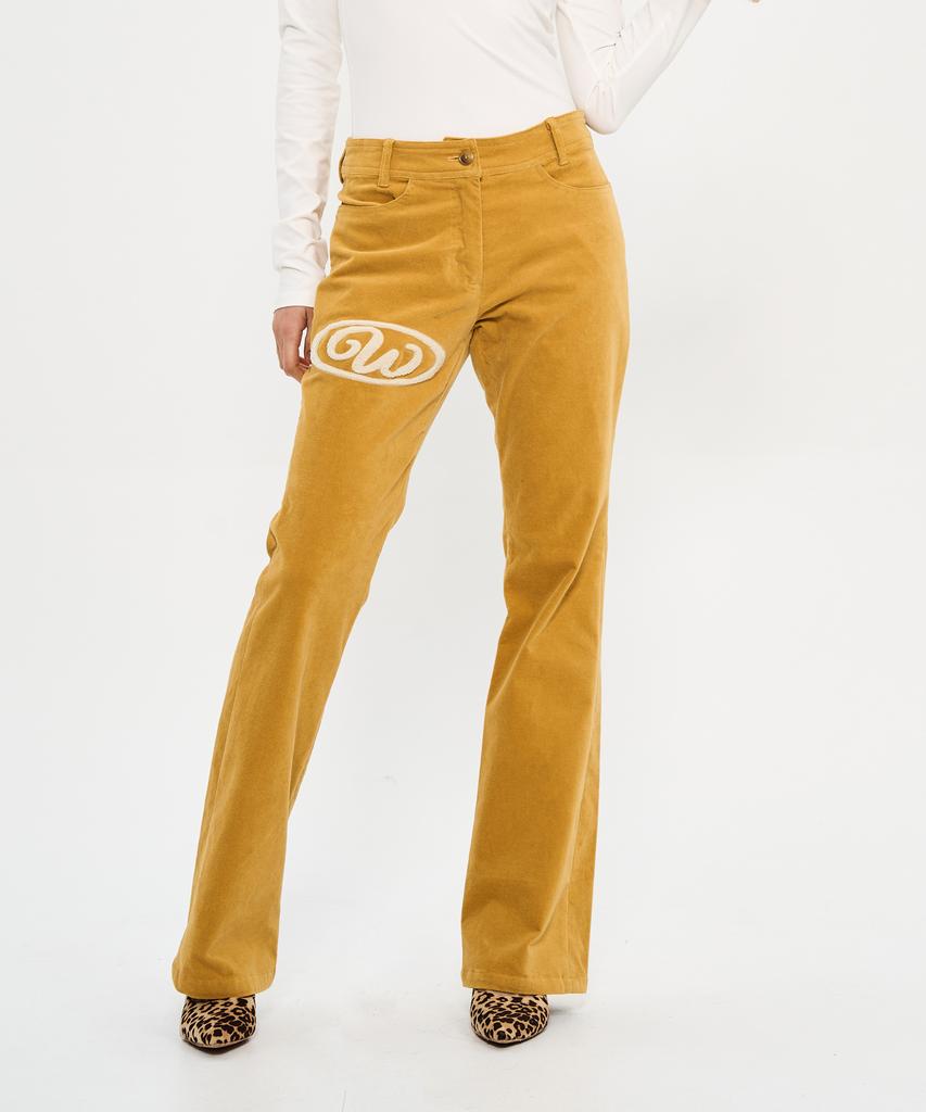 Woldeudillema Boucle Embroidery Boot-Cut Pants (Velvet Gold)