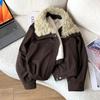 155pipipi European Style Women's Short Parka with Imitation Lamb Wool Collar - Thickened Winter Coat 2025