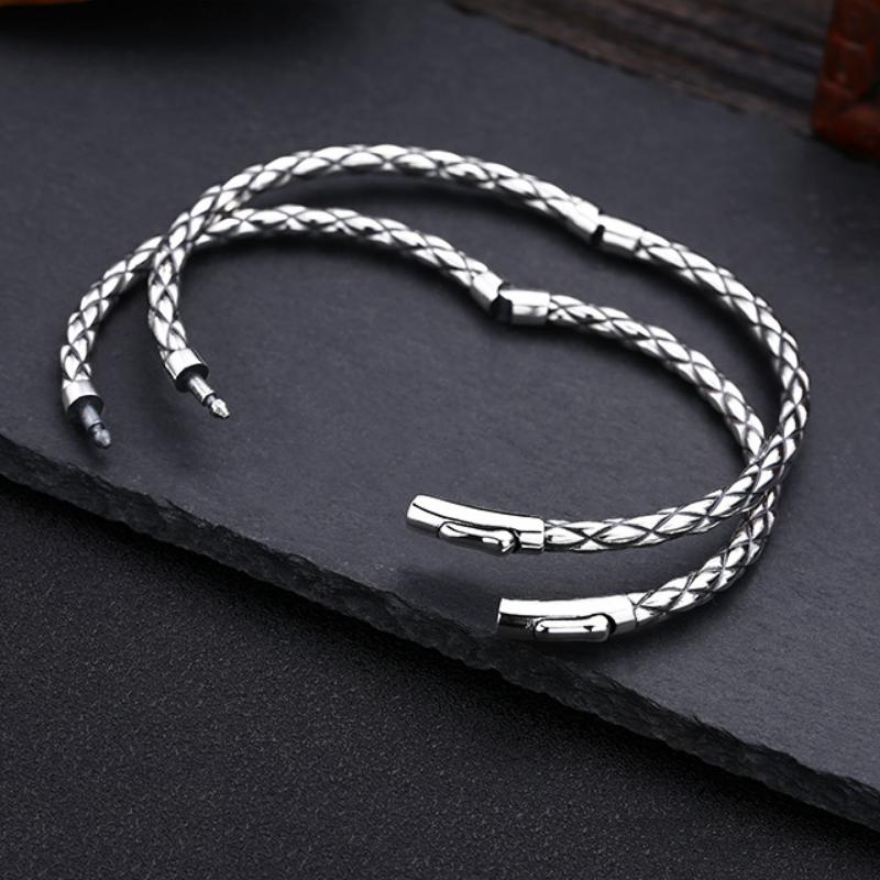 Real Silver Classical Argyle Pattern Open Bangle For Man Woman S925 Sterling Sliver Fashion Style Bracelet Jewelry