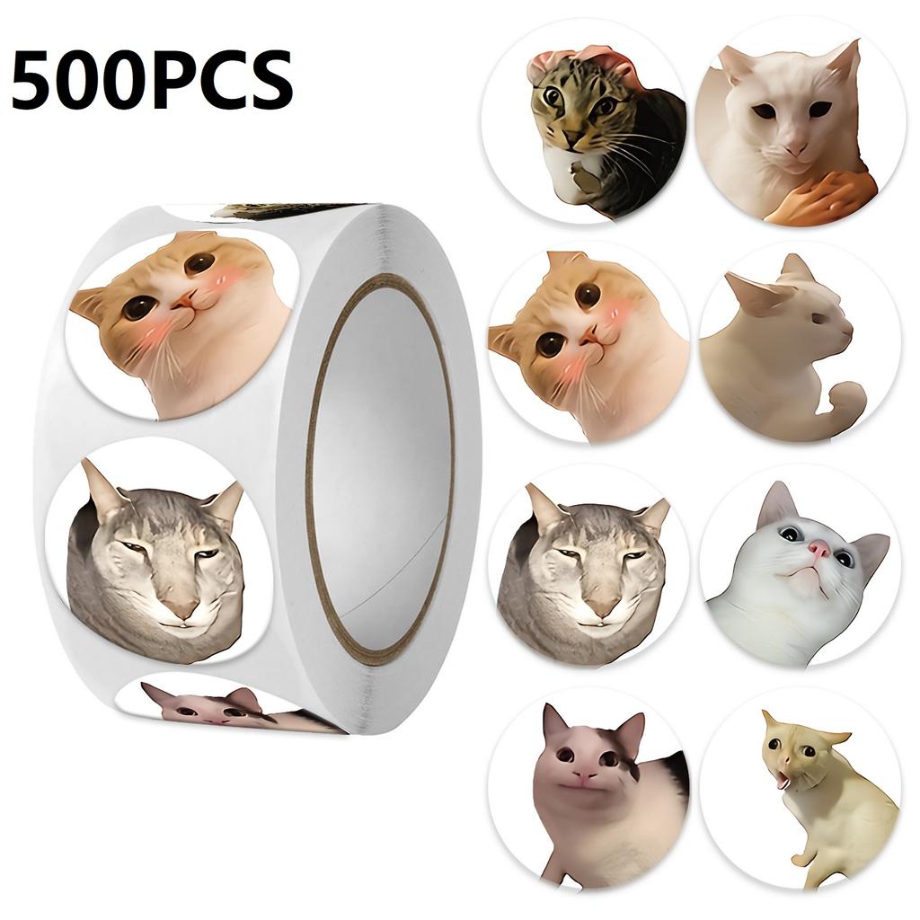 100-500PCS Funny Stickers Cat Cartoon Roll Stickers Animal Packaging Stickers Photocard decor Pack Lables