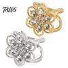 Fashion Scarf Jewelry Rhinestone Flower Ring, Six Petal Clip Floral Accessory Sparkling Holder for Women Shirts Silk Scarves Shawls Decorative Clasp