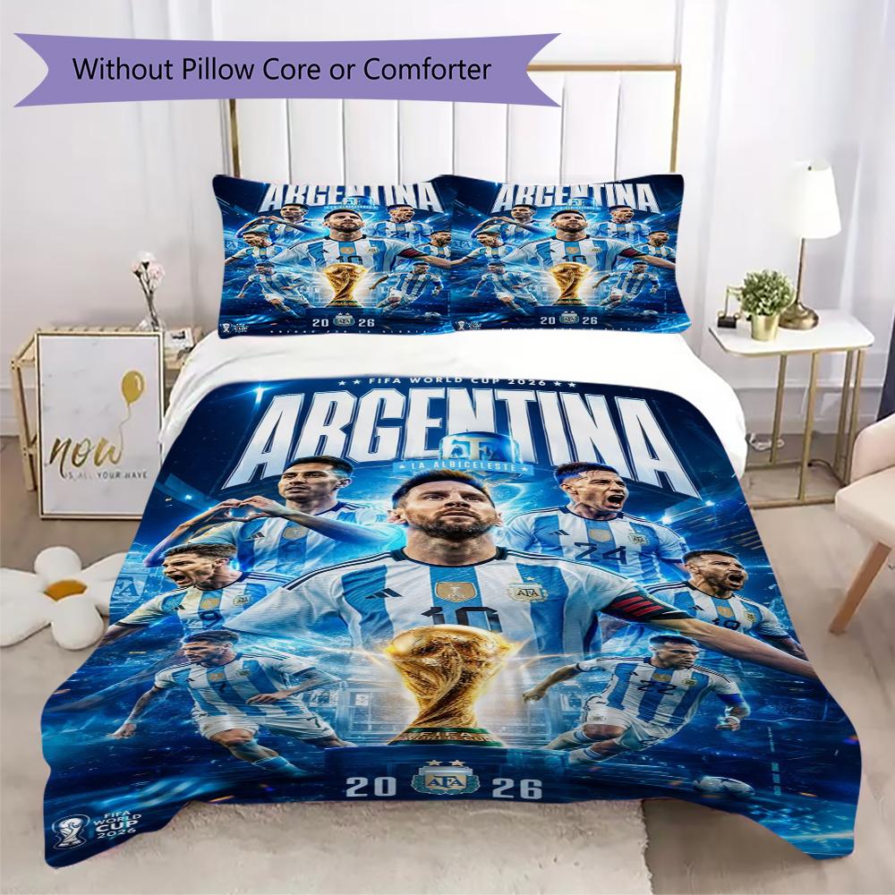 Messi World Cup Victory Bedding Without Core 1 Duvet Cover 2 Pillowcase Without Core Soft And Comfortable Duvet Cover And Pillowcase