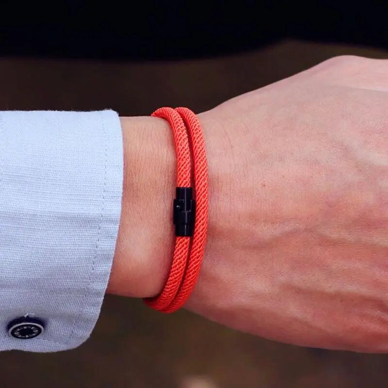 Simple Style Men Rope Bracelet Double Layer Survival Braclet Homme Accessories Boyfriend Gift Magnet Buckle Pulsera Hombre Joias