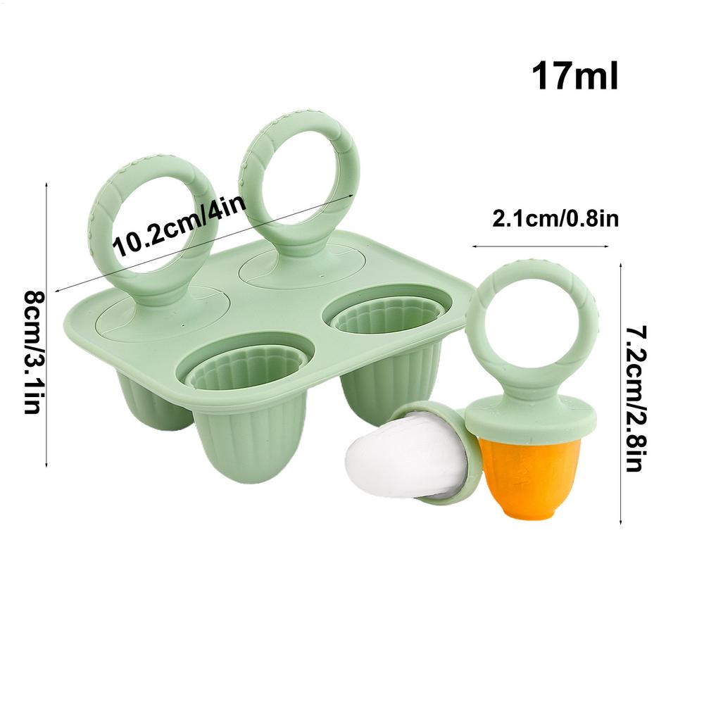 Popsicle Molds 4-Cavity Popsicle Molds Silicone Non-Sticky Pacifier Shaped Ice Pop Easy Release Popsicle Mold Cream Ice Maker