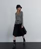 Unessin Asymmetric Cutting Midi Skirt_Black