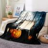 Halloween Watercolor Truck Blanket Warm Four Seasons Pumpkin Print Flannel Blanket Halloween Blanket