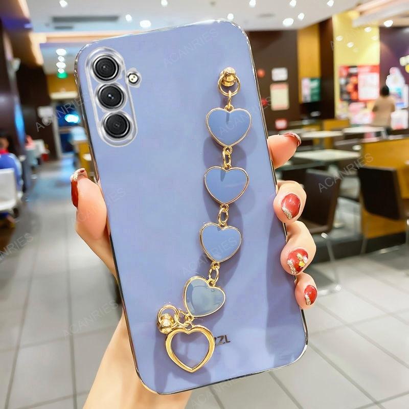 

A 16 26 36 56 Роскошный чехол-цепочка с сердечком и покрытием для Samsung Galaxy A16 A26 A36 A56 A15 A25 A35 A55 5G A06 Задняя крышка A56 5G