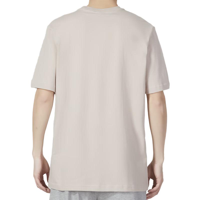 adidas Solid Color Logo Embroidered Crew Neck Loose Short Sleeve T-Shirt Men Tops Apricot IC9296