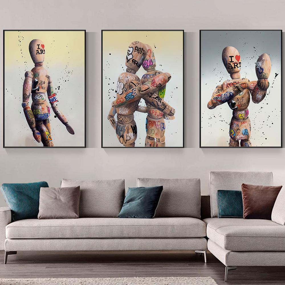 

Граффити Кукольная Игрушка Молодой Художник Onemizer Плакаты Отпечатки Для Гостиной Стены Искусства Холст Картины Детская Любовь Подарок Декор Фотографии