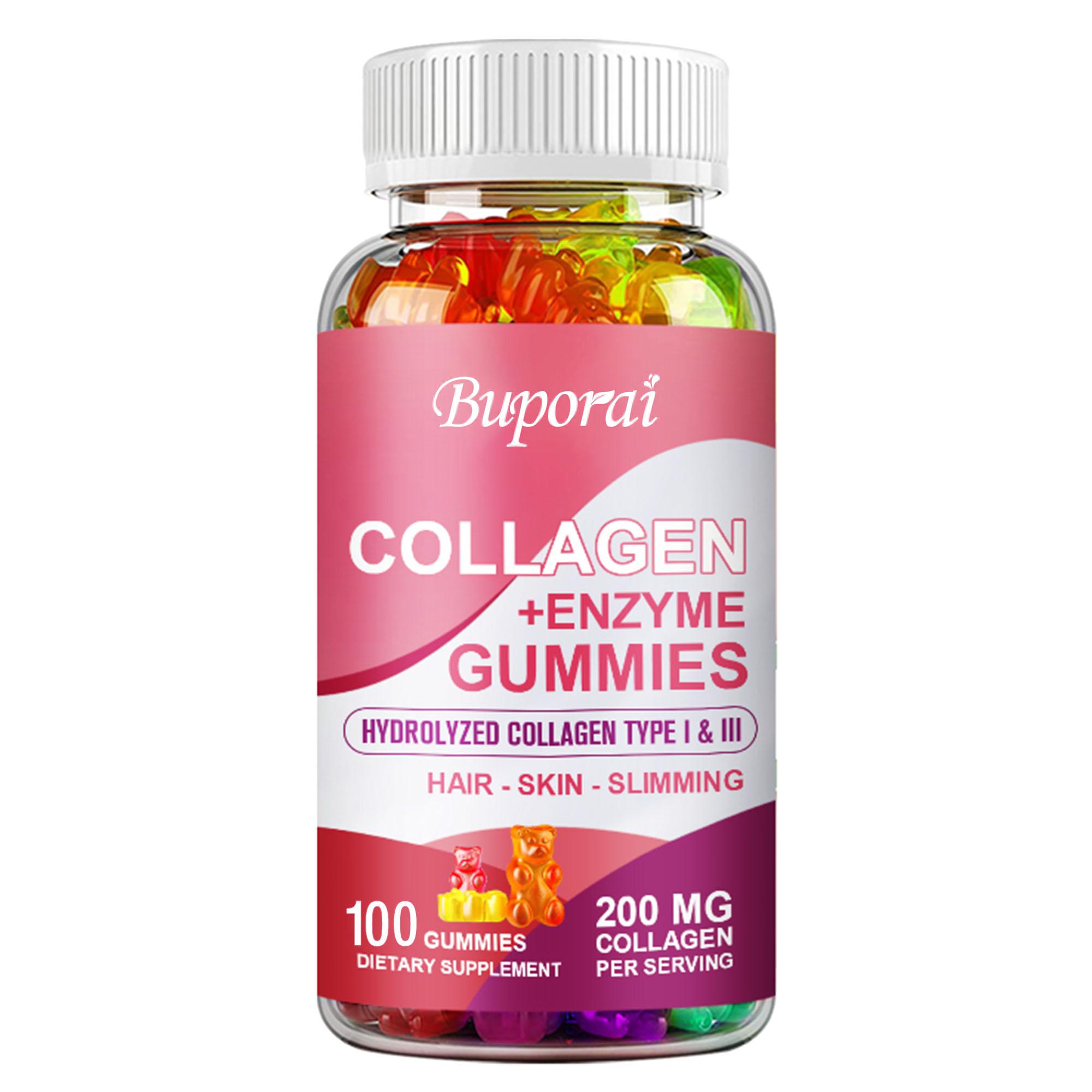 

Collagen gummies, made with hydrolyzed collagen types I and III, are beneficial for hair, skin, and joint health, and aid in fat burning. 100