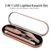 3 IN 1 LED Earpick Ear Spoon Ear Cleaner Set Earwax Nasal Removal Tweezers