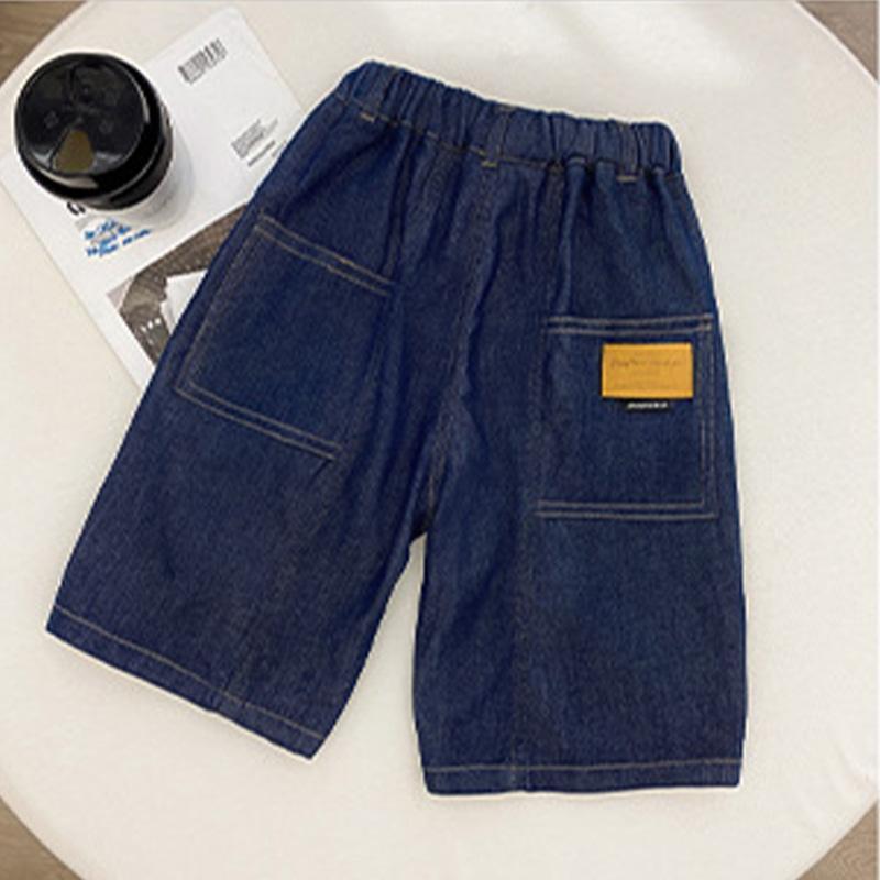 Summer Boys Casual Denim Shorts Fashion Solid Color Thin Loose Jeans Pants for 3-12 Years Kids Children Cotton Trousers