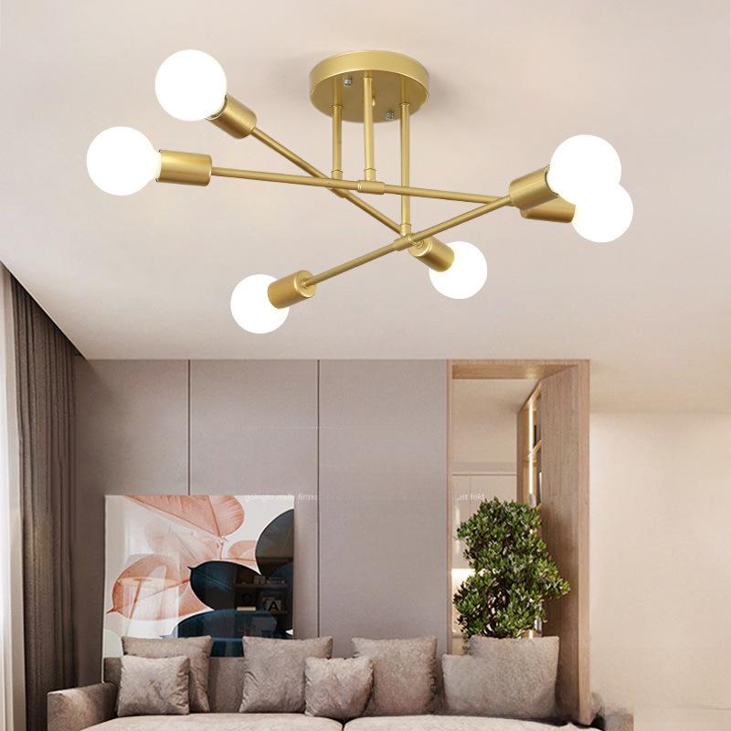 Industrial Style Multi-Head Branch Chandelier for Living Room and Bedroom