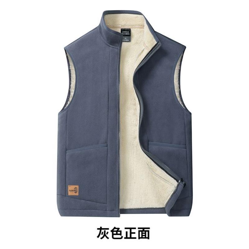 

Мужской жилет из овечьего бархата, утолщенный, двухсторонний, из полар-флиса, теплый, зимний L серый
