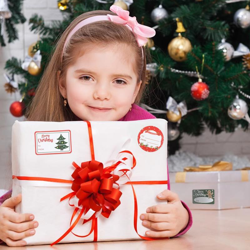 90pcs/10sheets Christmas Stickers Gift Box Wrapping Decoration Paper Label Sticker Name Tag 2025 Merry Christmas Decor New Year