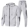 Men's 2024 Autumn/Winter Striped Zipper Hoodie Two-Piece Tracksuit