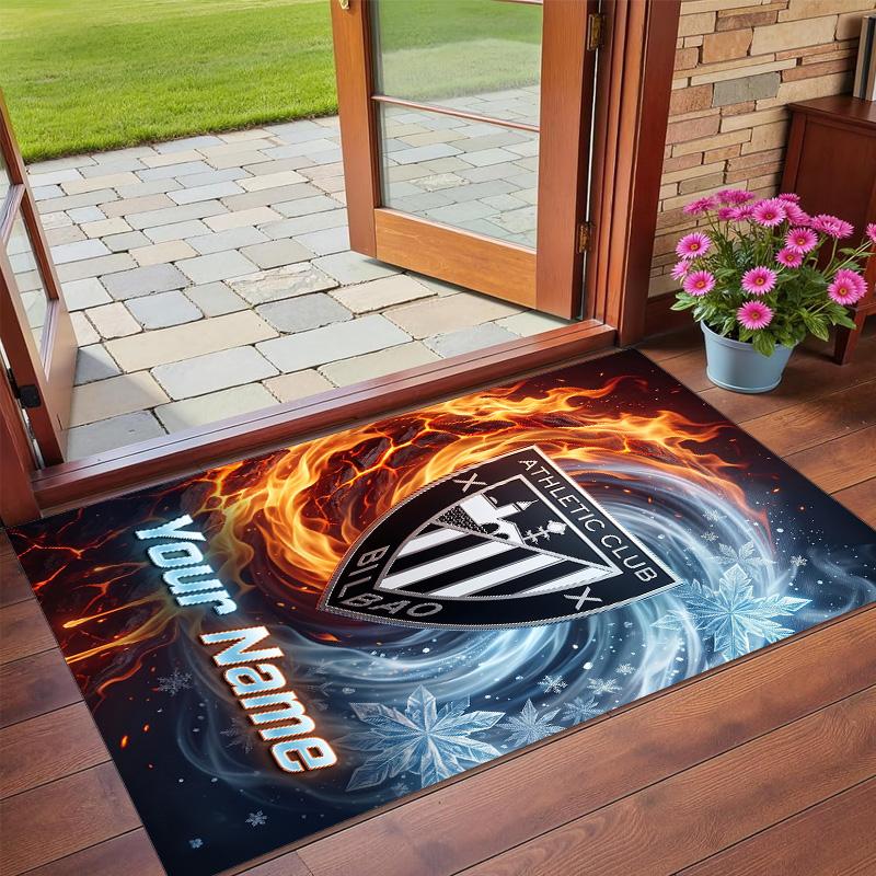 Crystal Velvet Rug Custom Name Text, Soft Non Slip Floor Mat Home DecorAthletic Bilbao FC