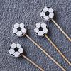100PCS Disposable Cocktail Picks, Sport Themed Football Baseball Rugby Top Decor, Durable Bamboo Sharp Tip Picks, for Snacks Desserts Party Use