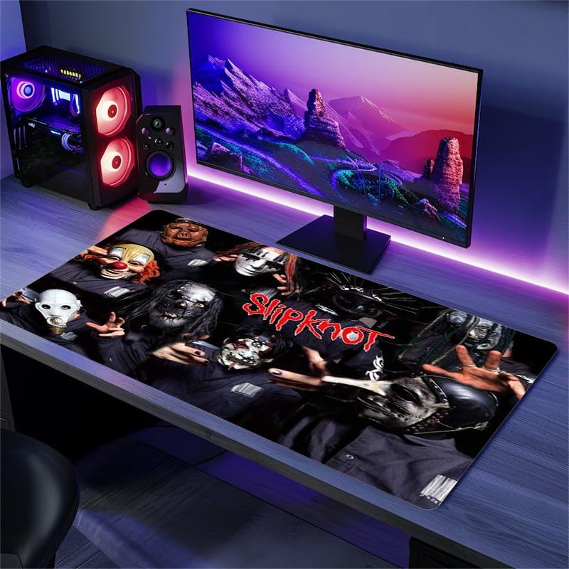 Slipknot Gradient Orange Yellow Background Logo Large Gaming Mouse Pad Non Slip Desk Mat for Metal Fans