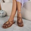 New Summer Gladiator Weave Sandals for Women Elegant Dress Shoes Beach Vacation Ladies Flats Sandalias