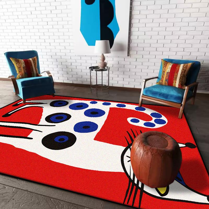 Modern Abstract Animal Rugs Non-slip Red Carpets for Living Room Bedroom Easy Care Large Area Lounge Carpet