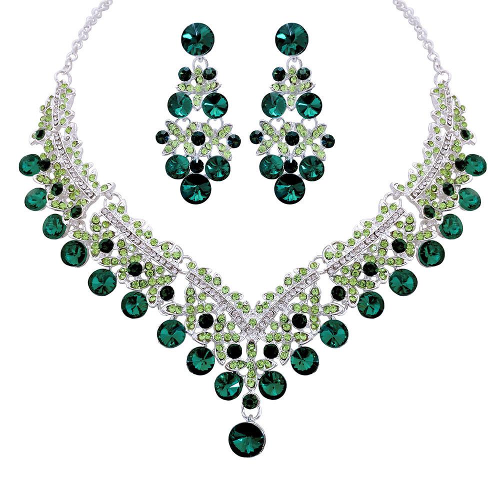Bridal Wedding Accessories Two-piece Set Exquisite Colorful Rhinestone Necklace Earring Set Party Dress Accessories Necklace 2026